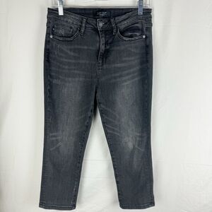 Judy Blue Jeans Womens 7/28 Black Charcoal Skinny Fit Capri Light Distressing